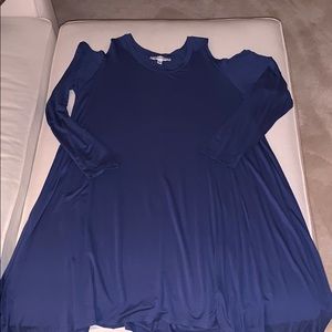 Slate blue cold shoulder Long sleeve dress
